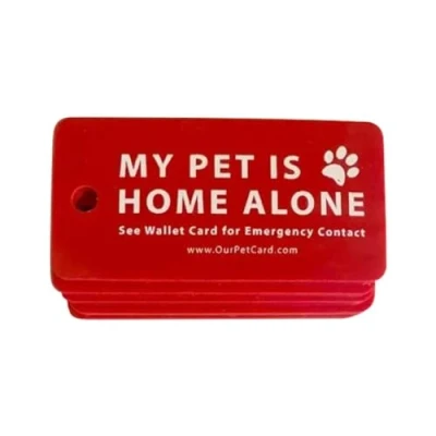 Image of Pets are Home Alone Alert Key Tags Keychain Contact Wallet Card Folded Writable Pet