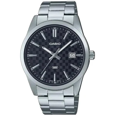 Image of Casio Men Watch Analog Date Display White Dial Stainless Steel Band MTP VD03D 7AUDF, Silver, bracelet, casual