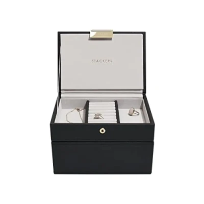 Image of Stackers Black Mini Jewellery Box Set of 2