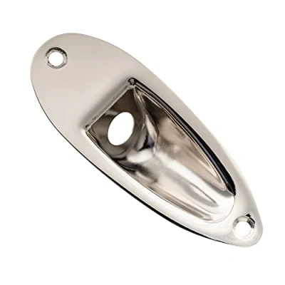 Image of Musiclily Pro 10mm Steel Boat Shape Jack Ferrule Plate for Strat Style Electric Guitar, Nickel