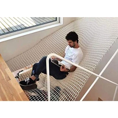 Image of MJHETCY Decor Net,Children Protection Climbing Woven Rope, White Child Safety Net, Rope Net Interior Outdoor Decoration Balcony Banister Stairs Anti fall Net（2x2m）