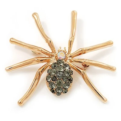 Image of Avalaya Gold Plated Diamante Spider Brooch