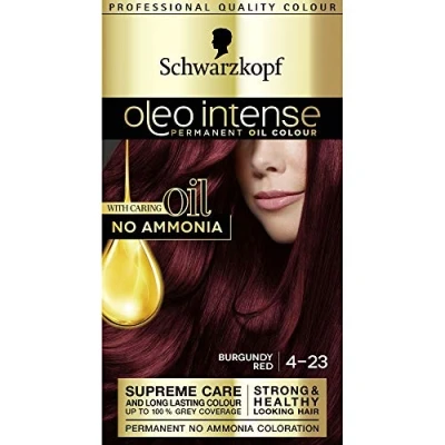Image of Schwarzkopf Oleo Intense Permanent Burgundy Hair Dye, Oil Enriched, Ammonia Free, Up to 100 Percent Grey Coverage, Red 4 23