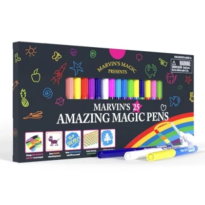Image of Marvin&#039;s Magic Original x 25 Amazing Marker Pens Colour Changing Pen Art Create 3D Lettering or Write Secret Messages Includes