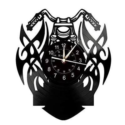Image of Smotly Vinyl wall clock, Harley motorcycle design decoration large hand made clock gift. (Gift hook)