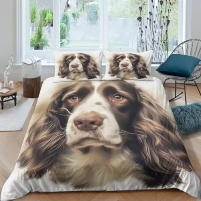 Image of Springer Spaniel Duvet Cover Sets 3D Printed Cute Dog Quilt Set 3 Pieces Bedspread Bedroom Bedding Double Bed Double（200x200cm）