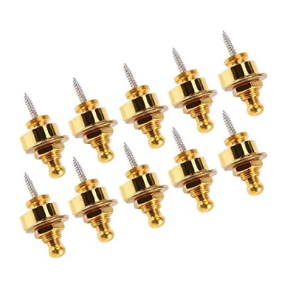 Image of Guitar Strap Locks Buttons 10pcs/Bag Metal Quick Release Security Straplocks Antiskid Retainer System replacement for Acoustic Electric Bass Ukulele(Gold)