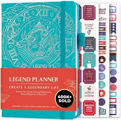 Image of Legend Planner Weekly &amp; Monthly Life to Hit Your Goals Live Happier. Organizer Notebook Productivity Journal. A5 (Turquoise)