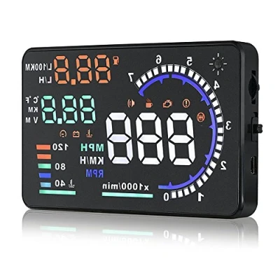 Image of Arestech 5.5 inches A8 OBD2 Windshield HUD Head Up Display with RPM MPH Speeding Warning Fuel Consumption Temperature
