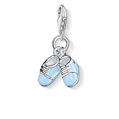 Image of Thomas Sabo Women Charm Pendant Baby Shoes Blue Birth Club 925 Sterling Silver 0822 007 1