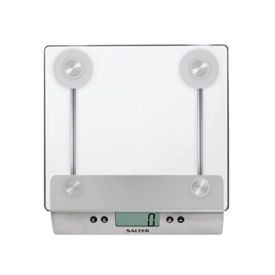 Image of Salter 3003 SSSVDR08EU16 Kitchen Weighing Scale Digital Glass Food Scales, Weighs Liquids/Fluids, Easy Read LCD Display, Metric/Imperial Measures, Tare Function, 5KG Capacity, Battery Included
