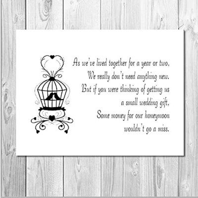 Image of 50 Personalised Wedding Money Poem/Gift Poem Card/Honeymoon Wish Poems Cards (MP7 50)
