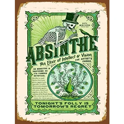 Image of Tin Sign Vintage Retro Man Cave Bar Pub Shed Novelty Gift Aluminium Metal Wall Décor Rustic Absinthe Green Alcohol Drink Shot Advertising