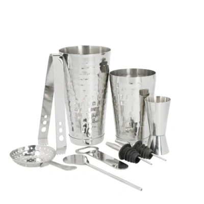 Image of BarCraft 8 Piece Boston Cocktail Making Set with Hammered Finish