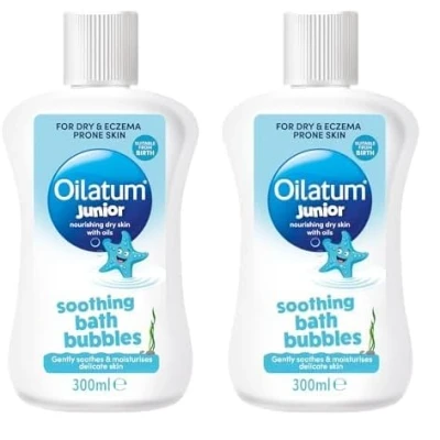 Image of Oilatum Junior Bath Bubbles, Daily Soothe &amp; Protect, for Dry, Sensitive and Eczema Prone Skin, Gentle Cleansing Hydrating Formula Kids, Dermatologist Recommended Time Solution, 1 x 300ml