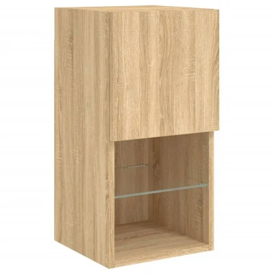 Image of vidaXL TV Cabinet with LED Lights Sonoma Oak 30.5x30x60 cm