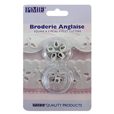 Image of PME Broderie Anglaise Square &amp; 5 Petal Eyelet Cutters, Set of 2
