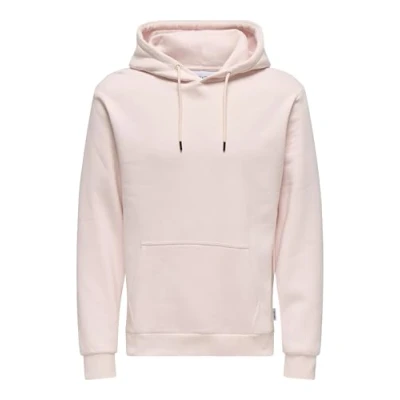 Image of ONLY &amp; SONS Men&#039;s Onsceres Hoodie Sweat Noos Hooded Sweatshirt, Barely Pink, M