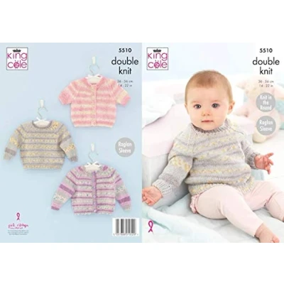 Image of King Cole 5510 Knitting Pattern Babies Sweater Cardigans in Baby Drifter DK