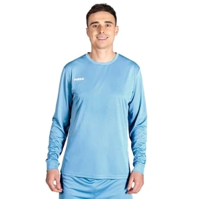 Image of FORZA Men’s Long Sleeve Football Shirt Breathable Quick Dry Fabric, Available in Sizes XS to XXL and Multiple Colours, Ideal for Training &amp; Match Play (UK, Alpha, S, Regular, Sky Blue)
