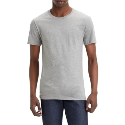Image of Levi&#039;s Men&#039;s Slim 2 pack Crewneck Tee, White/ Med Heather Grey, L