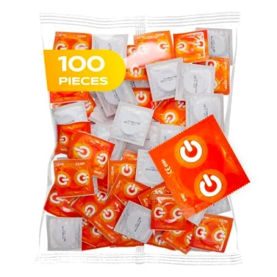 Image of ON Banana Condoms I 54mm Wide Pack of 100 Yellow and Fruity with Silicone Lubricant Wall Thickness 0.07mm Vegan for Men.
