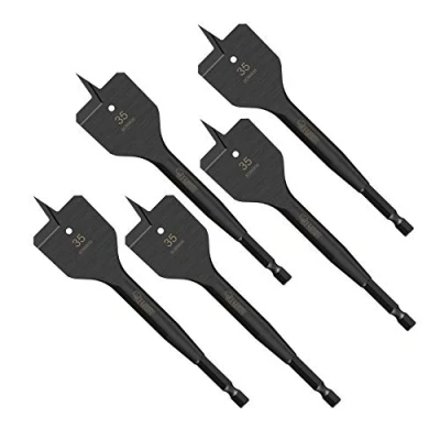 Image of 5 x SabreCut SCRIW35_5 35mm 152mm Impact Rated Flat Wood Spade Bits Compatible with Bosch Dewalt Makita Milwaukee and Many Others