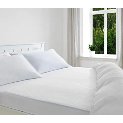 Image of Deluxe Washable and Absorbent Reusable, King Size Bed, Incontinence Pad/Waterproof Mattress Protector with Tucks (White)