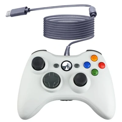 Image of OSTENT Wired USB Controller Gamepad Joystick for Microsoft Xbox 360 Console Windows PC Laptop Computer Video Game Color White