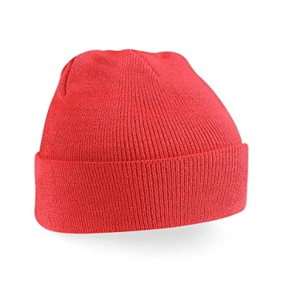 Image of Beechfield Knitted hat with turn up in Coral