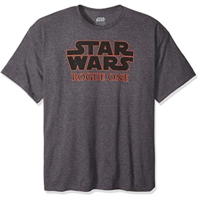 Image of STAR WARS Men&#039;s Rogue One Basic Logo Graphic T Shirt, Charcoal Heather, 3XL