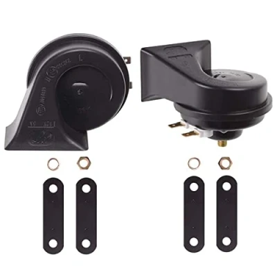 Image of Evermotor Universal Twin Dual Tone Loud Snail Horn Set for Car Truck Motorcycle 12V 400/500 Hz 118 db