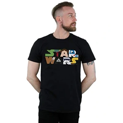Image of Star Wars Men&#039;s Character Logo T Shirt Black Large