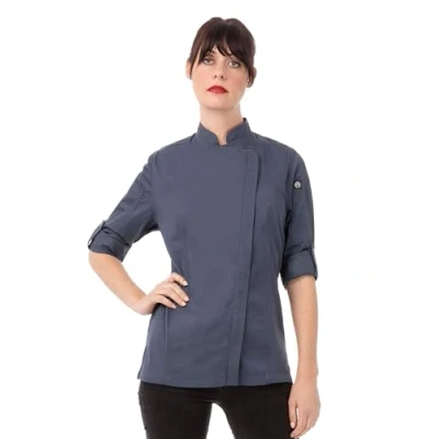 Image of Chef Works Women&#039;s Hartford Coat, Blue, Medium