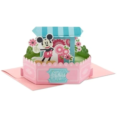 Image of Hallmark Paper Wonder Pop Up Mothers Day Card (Mickey Mouse Flower Cart)