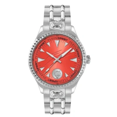 Image of Plein Sport Men&#039;s Watch Analogue Quartz Lineman, Silver/Orange/Steel Ps5ba0724, Bracelet