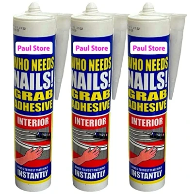 Image of 3Pc Strong Grab Adhesive No More Nails Interior Glue Tube Ready Mixed Instant