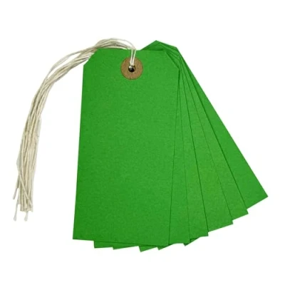 Image of Box of 1000 Green Strung Tags 120mm x 60mm
