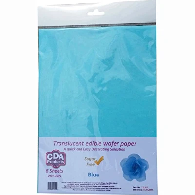 Image of Pack of 6 Full A4 Sized Blue Edible Wafer Paper (Rice Paper) Sheets 201 665