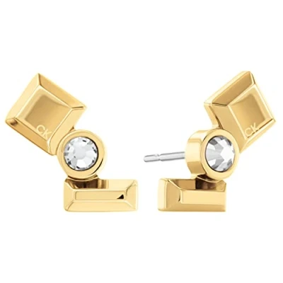 Image of Calvin Klein Women&#039;s LUSTER Collection Stud Earrings Yellow gold 35000235