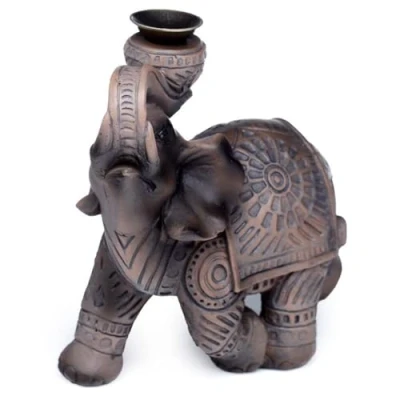 Image of Puckator Peace of the East Wood Effect Elephant Backflow Incense Burner Home Zen Meditation Decor Accessories Waterfall Cone Spiritual Feng Shui Gothic Goth Relaxation Gifts Gift