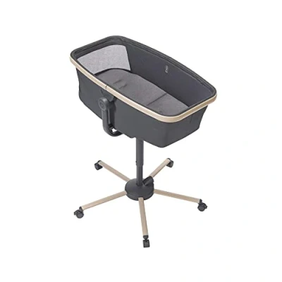 Image of Maxi Cosi Alba All in 1 Bassinet, Baby Reclining Bassinet and Highchair, 100% Recycled Fabrics, 0 Months 3 Years (15kg), Combine with Meal Kit, Beyond Graphite