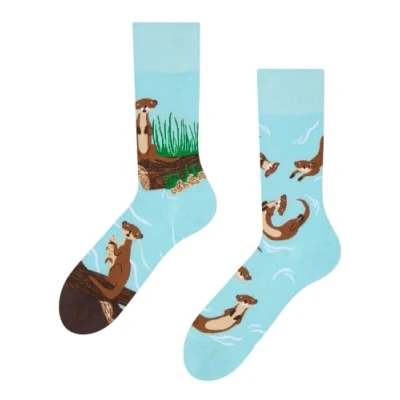 Image of Dedoles Unisex Socks for Women, Men &amp; Kids Cotton Funny Designs Football Bicycle Horses Plants Firefighter Gift Mismatched, Design: Huggy Otter, Colour: Blue, Size: 5 7.5 W / 6 8 M UK