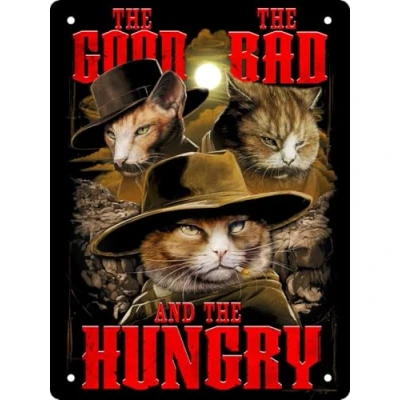 Image of Horror Cats The Good, Bad &amp; Hungry Mini Tin Sign