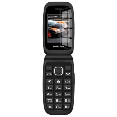 Image of Maxcom MM828 Mobile Flip Phone 4G VoLTE Easy to Read 2.4&quot; Screen SOS Button Long Battery Life Dual SIM Unlocked and Free USB C Black