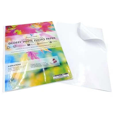 Image of 10 Sheets A4 Quality Self Adhesive Photo Paper White GLOSSY Finish/Sticky Back Label Printing Sheet Water Resistant Prints