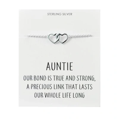 Image of Philip Jones Sterling Silver Auntie Quote Heart Link Bracelet