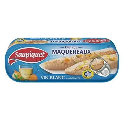 Image of Saupiquet Mackerel Fillets White Wine and Herbs 176G Lot of 4 Price Per Fast Delivery