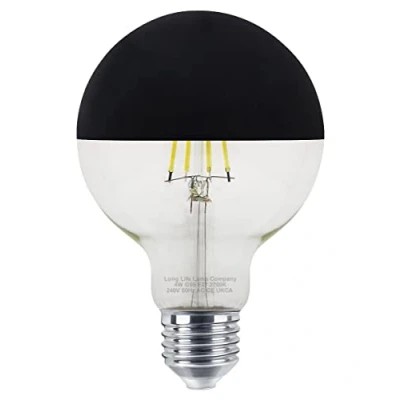 Image of Long Life Lamp Company 4w LED Crown Silver Light Bulb Black Top Matte E27 Warm White 2700k