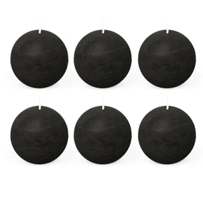 Image of Spaas 6 Rustic Unscented Ball Candles 80 mm, 24 Hours, Black